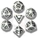 Q-Workshop Polyhedral 7-Die Set: Carved Dragon Dice Set (White and Black)