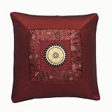 EXP Decorative Handmade Red Chinese Calligraphy Golden Sunflower Cushion Cover / Pillow Sham