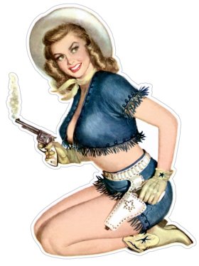 Pin-up art retro sexy pin up pinup girl cowgirl sticker decal 4