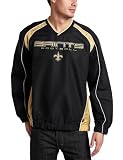 NFL Men's New Orleans Saints Coach's Choice II Long Sleeve Lightweight Dobby Pullover Trainer (Black/Gold/White, XX-Large)
