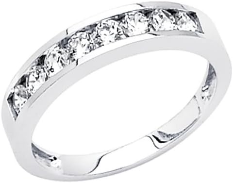 14k White Gold 1/2ct TGW Round-cut Diamonette Cubic Zirconia Channel-Set Wedding Band