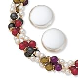 Goldtone Simulated Pearl Necklace and Earring Jewelry Set