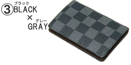 （リッキーアンドヒッキー）Rickey&Hickey　ブロックチェック柄名刺入れ（ブラック）