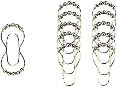 WAMDER Shower Curtain Hooks,Easy Glide Rustproof Roller Shower Curtain Rings,Polished Chrome Rollerball,set of 12 Rings.