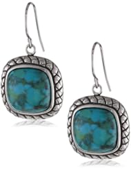 Sterling Silver Square Turquoise Rope Drop Earrings