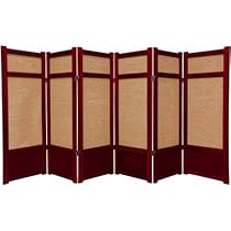 Hot Sale Oriental Furniture Short Office Partition, 48-Inch Low Jute Japanese Shoji Screen Room Divider, Rosewood 6 Panel