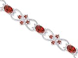 Jewelry : Delicate Filigree Design 9.50 carats total weight Oval & Round Cut Garnet Gemstone Bracelet in Sterling Silver