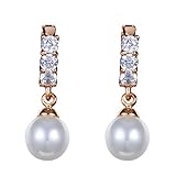 Snowman Lee Princess Christmas White Pearl Teardrop Three Cubic Diamond Womens Dangling Earrings