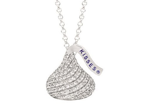 Sterling Silver with CZ Medium Flat Back Shaped Hershey s Kiss PendantB004KTMHBC : image