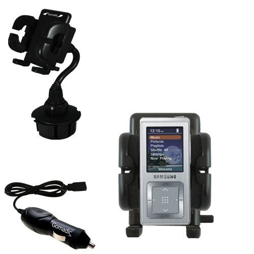 Samsung Yepp YP-Z5 Auto Cup Holder with Car Charger - Uses Gomadic TipExchange