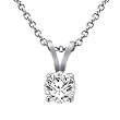 14K White Gold Round Solitaire Diamond Pendant w/18 Inch Solid Rope Chain (5/8 ctw, F-G, VS)