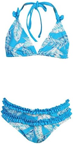 Girl's Triangle Top Bikini Swimsuit Set (2PC.) (2-4, Leaf Blue)