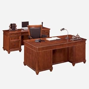 Antigua Executive Desk and Credenza West Indies Cherry Finish by DMI Furniture