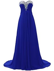 Sweetheart Crystal Crystals Beaded Lace-Up Floor Length Chiffon Evening Dress/Prom Dress 