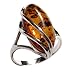Honey Amber and Sterling Silver Designer Ring