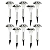 10 x STAINLESS STEEL SOLAR POWERED GARDEN LIGHTS