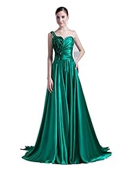 A-line Natural   Waistline Sweetheart  Lace Floor Length One Shoulder Satin Prom Dress  with a Brush/Sweep Train  With Ruffles