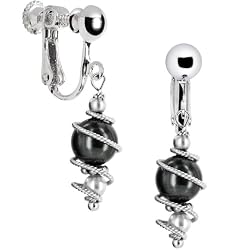 Handcrafted Austrian Crystal Sterling Pearl Swirl Clip Earrings