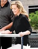 41ssGmiBsNL. SL160  Premium Quality Ladies 100% Cotton Arden Baby Pique 3/4 Sleeve Golf Shirt   Black