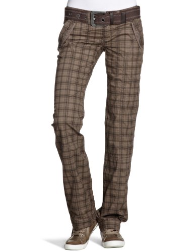 edc by ESPRIT Damen Hose/ Lang Normaler Bund, kariert 071CC1B016, Gr. 32 (L&auml;nge 34), Beige Preisvergleich