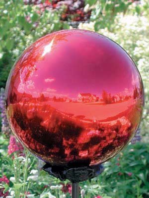 10 Inch Ruby Red Stainless Steel Gazing Globe