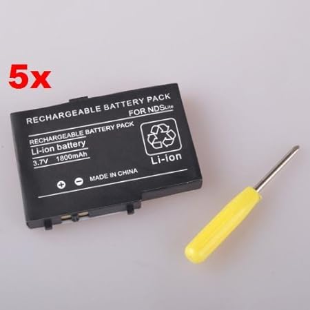 Neewer (5x) Rechargeable 3.7v 1800 mAh Li-ion Battery Pack for NDSL Nintendo DS Lite