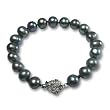 Enhanced Black 8-9mm AA Cultured Pearl Bracelet w. Platinum Overlay CAREFREE Sterling Silver Rose Clasp 7" (L1S3R2)