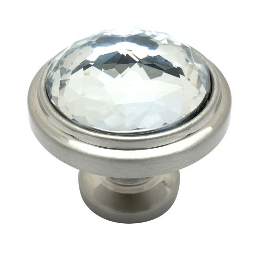 Cosmas 5317SN-C Satin Nickel Cabinet Hardware Round Knob with Clear Glass - 1-1/4