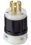 Leviton 4720-C 15 Amp, 125 Volt, NEMA L5-15P, 2P, 3W, Locking Plug, Industrial Grade, Grounding - Black-White