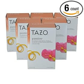 Tazo Passion Herbal Infusion Tea, Caffeine Free, 20-Count Tea Bags (Pack of 6)