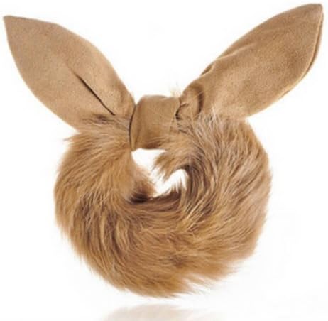 JSDY Women's Sexy Rabbit Ear Faux Fur Hair Band Rope Free Size Brown