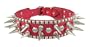 24 Inch Hot Pink Leather Spiked Dog Collar 1" Spikes Med