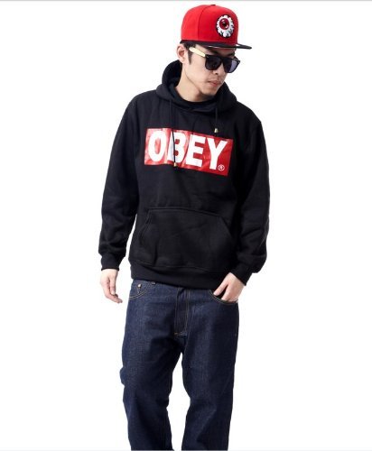 Obey Hoodie Hooded Sweatshirt in Black Size L(height:67-69 Inches ,Chest:42 Inches)-image