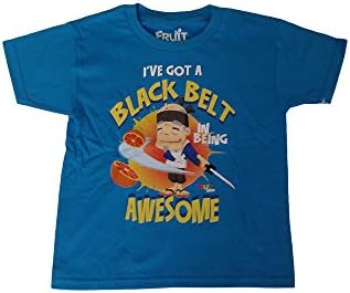Fruit Ninja "I've Got A Black Belt in Being Awesome" Boys Shirt (Teal, 6/7)