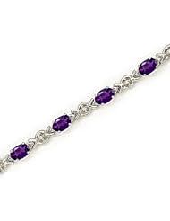 10kt Yellow Gold Oval Amethyst and Diamond Bracelet