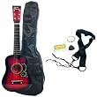 Austin Bazaar 25 Kid's Acoustic Toy Guitar with Carrying Bag and Accessories - Red