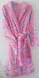 Girls CORAL Fleece Plush Robe in Purple with Pink Hearts. Patch Pockets and Matching Belt. Sizes 6 - 14