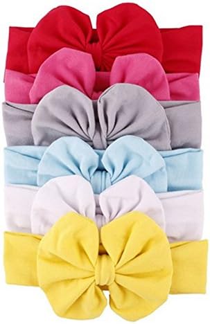 Landlord Newest Fancy Gift Girl Baby Newborn Handmade Soft Cotton Stretch Polka Dot Bow Knot Tie Turban Headband Hair Head Wrap Variety Lot (Pack of 8 Bowknot)