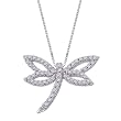 14K White Gold 1/4 ct. Diamond Dragonfly Pendant with Chain