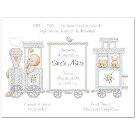 Baby Train Birth Announcements – Set of 20