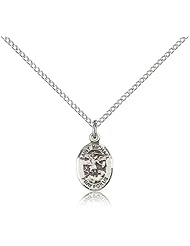 .925 Sterling Silver Saint St. Michael the Archangel Medal Pendant 1/2 x 1/4 Inches Police Law Officers/EMTs-9076- Comes with a .925 Sterling Silver Lite Curb Chain Neckace And a Black velvet Box