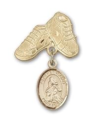 Gold Filled Baby Badge with St. Isaiah Charm and Baby Boots Pin
