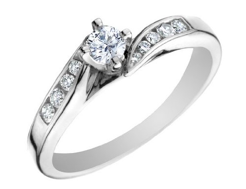 Diamond Engagement Ring 1/4 Carat (ctw) in 14K White Gold