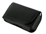 PCMICROSTORE Apple iPhone Black Leather Texture Horizontal Holster Carrying Case With Belt Loop And Clip