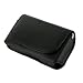 PCMICROSTORE Apple iPhone Black Leather Texture Horizontal Holster Carrying Case With Belt Loop And Clip