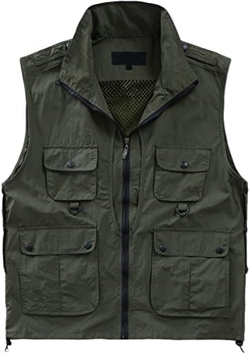 AsPonMen's Outdoor Casual Multi-Pocket Mesh Photography Pockets Fish Vest