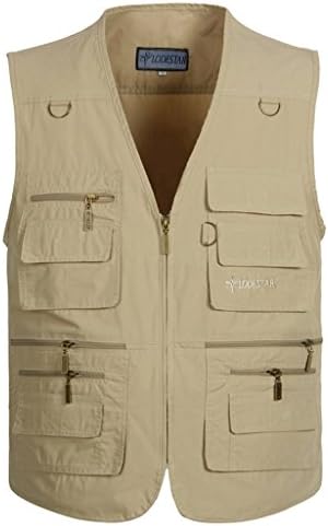Men's Casual Journalist Photographer Fishing Vest Waistcoat Cream-Coloured XXL