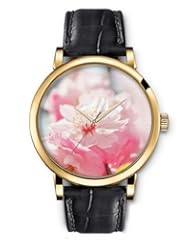 SPRAWL Aanalog Fashion Series Gold Ladies Watches of Genuine Black Leather Strap,Unique Wrist Watch for Women Girls Designed with roses flowers