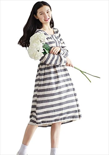 (フムフム) fumu fumu 2016 秋 ワンピース 大きいサイズ ( ゆったり ボーダー マタニティ OK ) ハイウエスト 冬 Aライン きれいめ コーデ ブラック グレー M L XL XXL