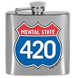 Stainless Steel 6 oz. Liquor Flask with Mental State 420